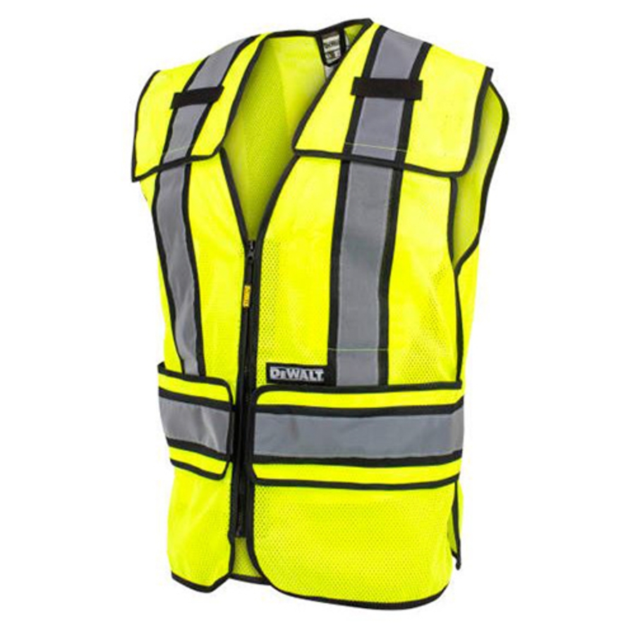 Class 2 Polyester Mesh Adjustable Breakaway Vest, DSV421, Hi-Vis Green