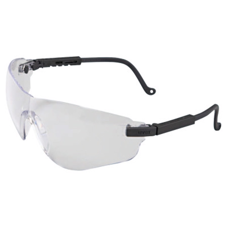 Falcon Safety Glasses, S4500X, Clear Lens, Anti-Fog Coating, Black Frame