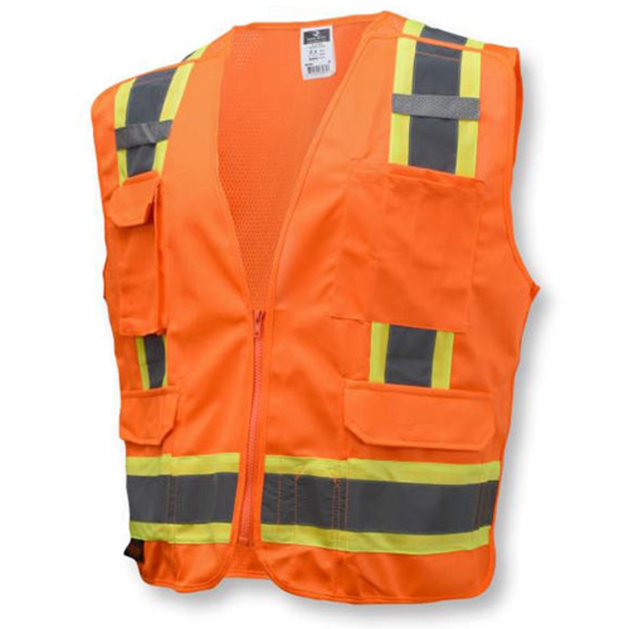 Class 2 Polyester Breakaway Surveyor Safety Vest, SV46, Hi-Vis Orange, 4X-Large