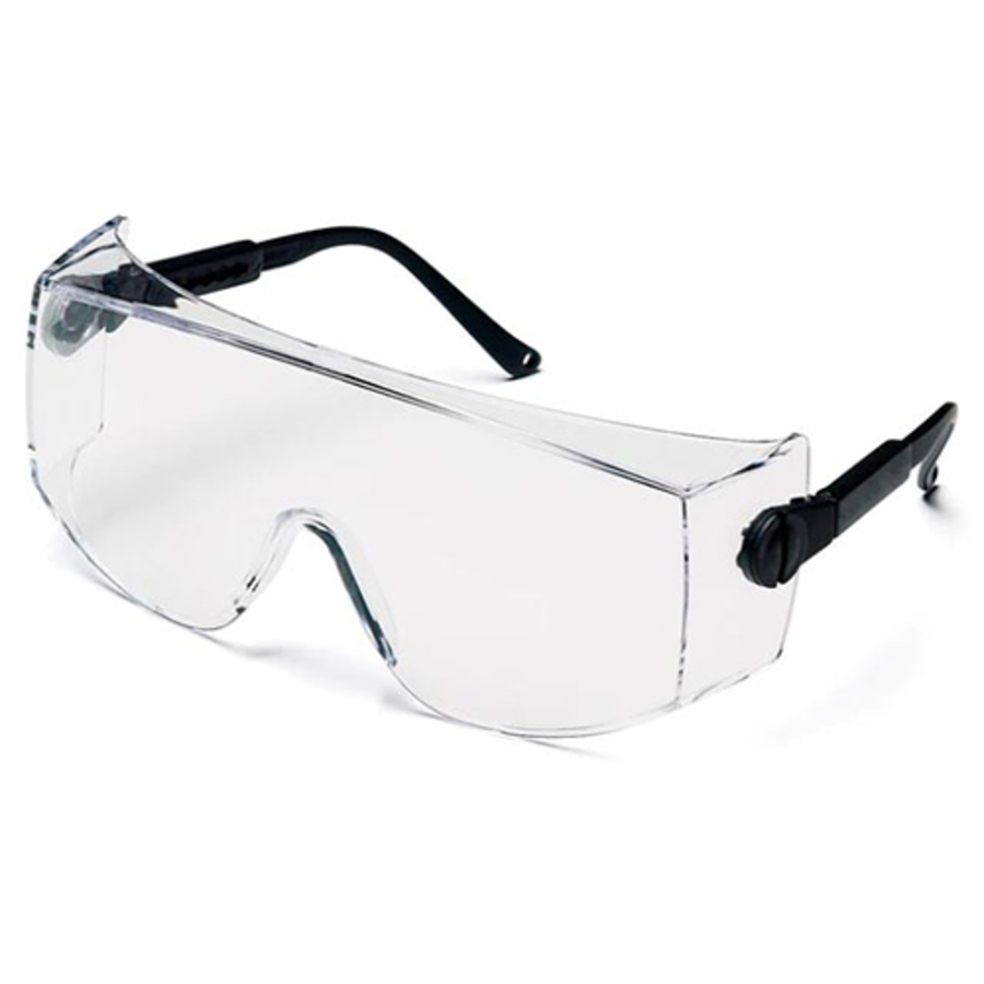 Defiant Safety Glasses, SB1010SJ, Jumbo, Clear Lens, Uncoated, Black Frame