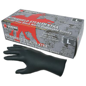 NitriShield Powder-Free Disposable Nitrile Gloves, 6062, Black, Large