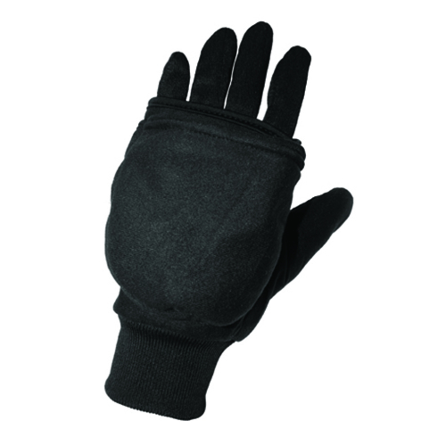 Insulated Fleece Flip-Up Mittens w/Heating Pad Pocket, 520INT, Black, X-Large