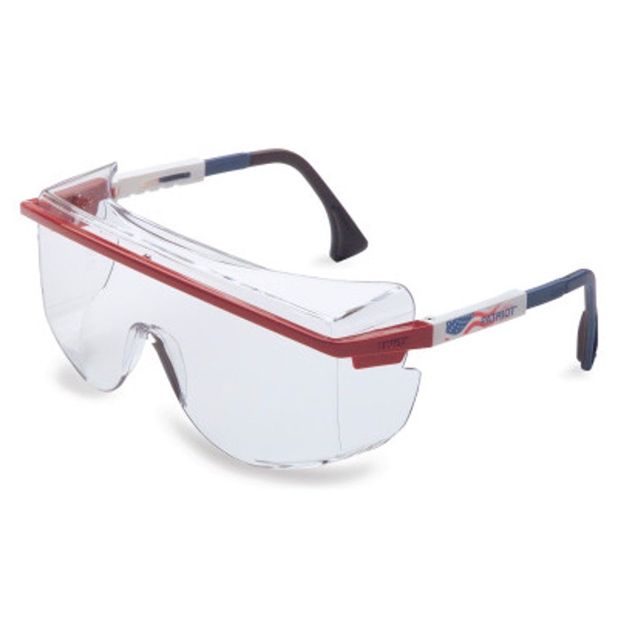 Astrospec OTG 3001 Eyewear, Clear Lens, HC, Ultra-dura, Blue/Red/White Frame