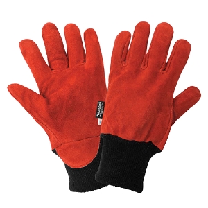 Economy Cowhide Leather Insulated Freezer Gloves, 624, Red, Large