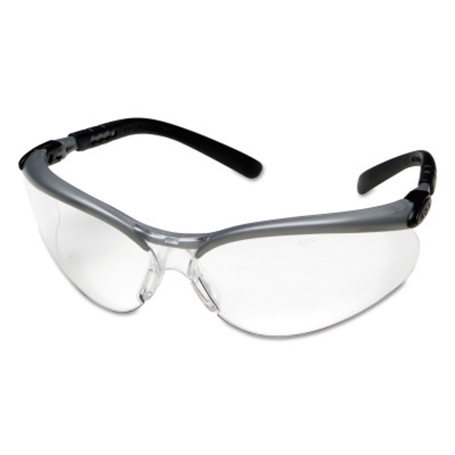 BX Safety Eyewear, Clear Lens, Anti-Fog, Hard Coat, Black/Silver Frame, Nylon
