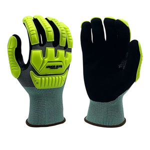 Kryorene Cut & Impact Resistant Gloves w/Pro Micro-Foam Nitrile Palm Coating, 00-847, Cut A4, Black/Yellow