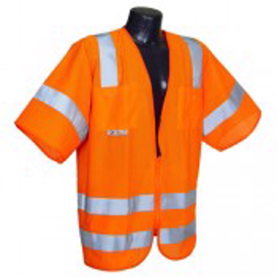 Class 3 Standard Polyester Solid/Mesh Vest, SV83, Hi-Vis Orange, 5X-Large
