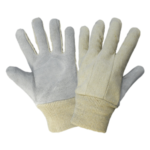 Economy Split Cowhide Leather Palm Gloves, 2300KW, Beige/Gray