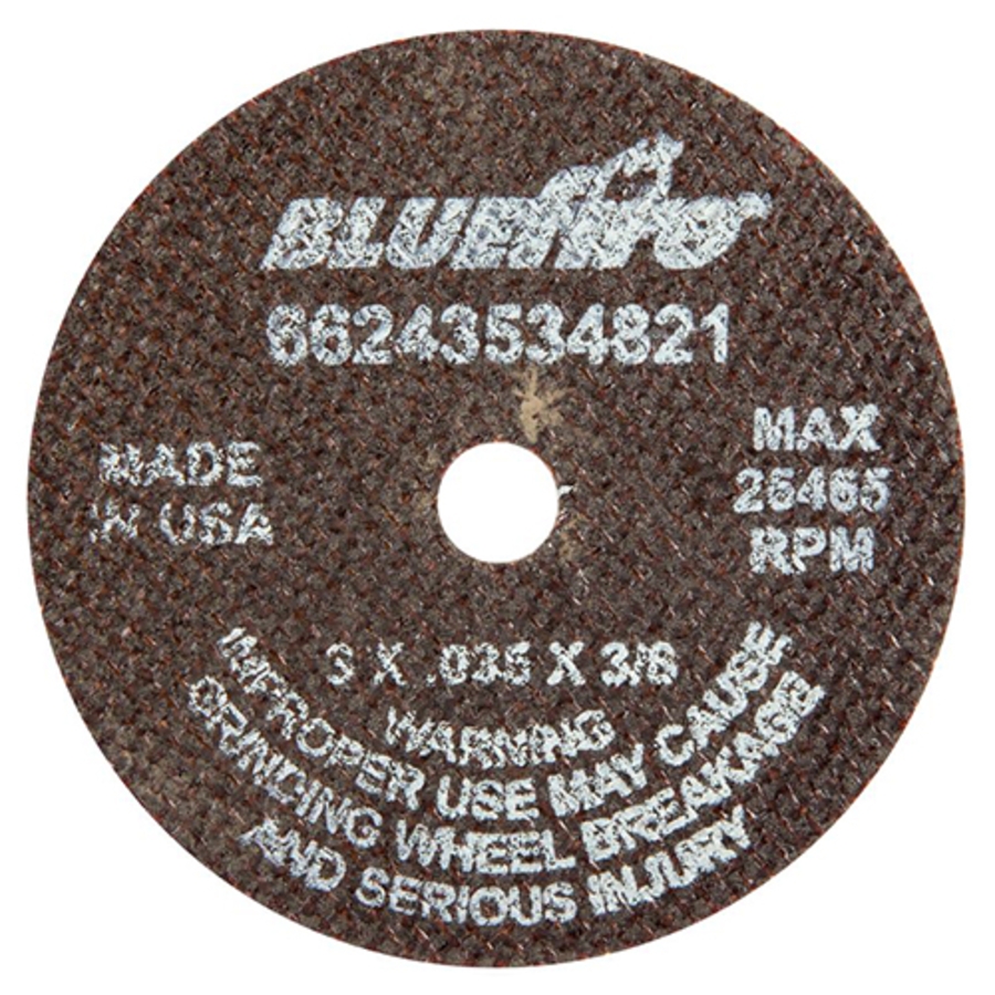 BlueFire ZA ZA Small Diameter Cut-Off Wheel, 66252843174, Type 01/41, 3" Diameter, 0.035" Thickness, 3/8" Arbor