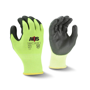 Axis HPPE w/Fiberglass Cut Resistant Gloves w/Polyurethane Palm Coating, RWG558, Hi-Vis Lime