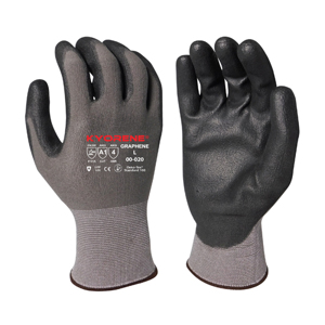 Kyorene Gloves w/Polyurethane Palm Coating, 00-020, Cut A1, Black/Gray