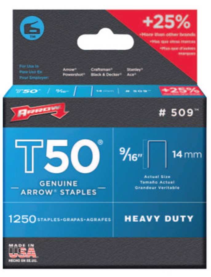 T50 Type Staples, 9/16 in L x 3/8 in W