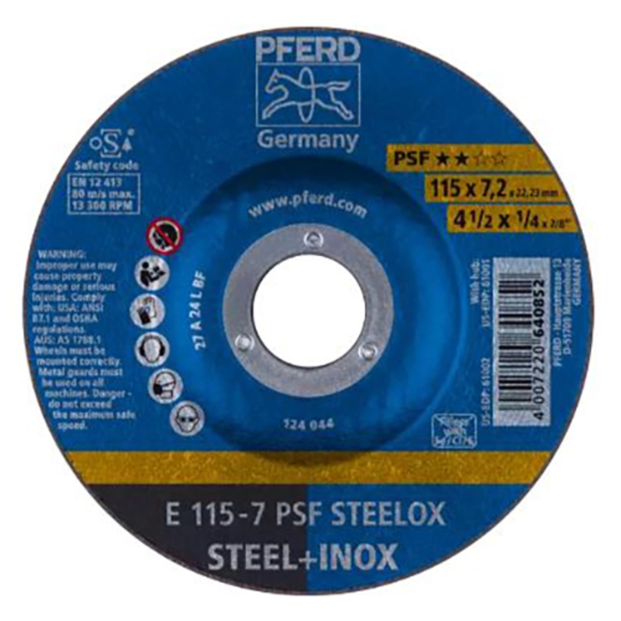 PSF Steelox Grinding Wheel, Type 27, 7/8" Arbor