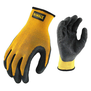 Knit Gloves w/Textured Latex Rubber Palm Coating, DPG70, Black/Yellow