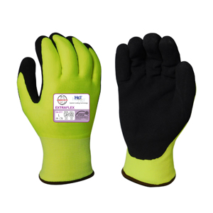 ExtraFlex Work Gloves w/HCT MicroFoam Latex Palms, 04-011, Black/Hi-Vis Green