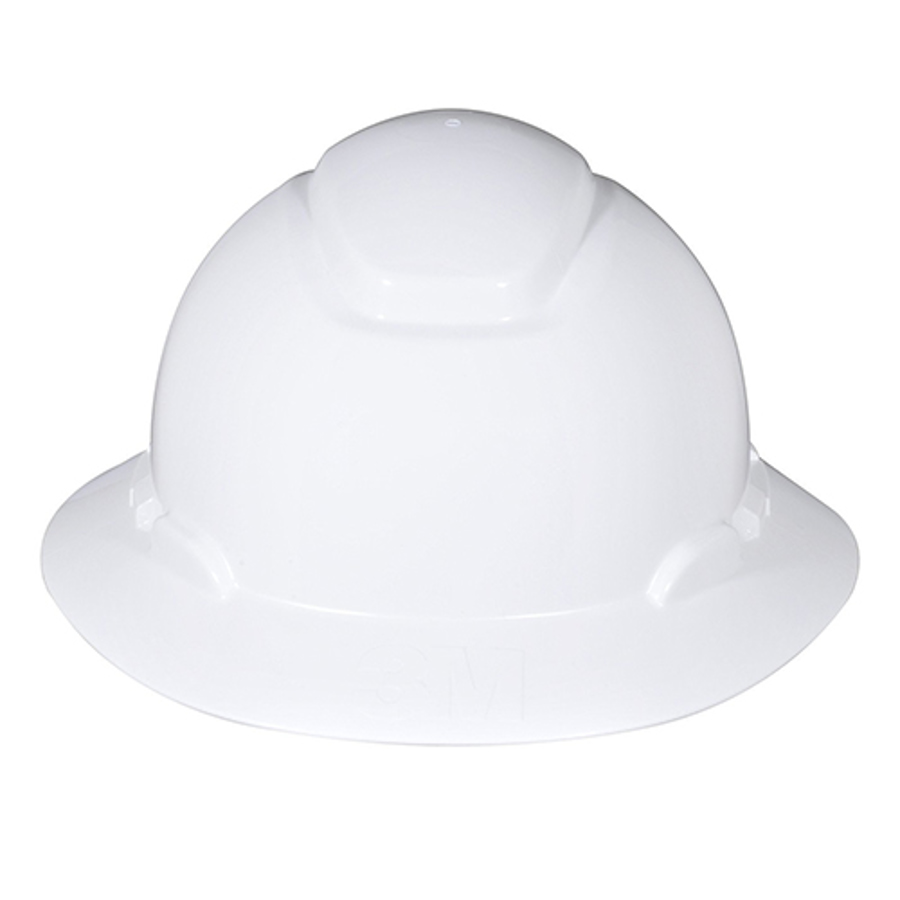 3M Full Brim Hard Hat, H-801R, Non-Vented, 4-Point Ratchet Suspension, White
