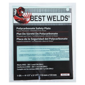 Polycarbonate Safety Plate, 901-932-442, Clear, 4-1/2" x 5-1/4"