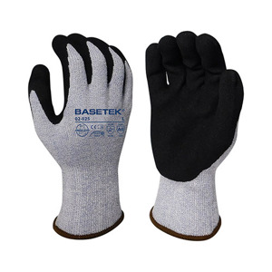 Basetek HDPE Cut Resistant Gloves w/HCT Micro-Foam Nitrile Palm Coating, 02-025, Cut A6, Black/Gray