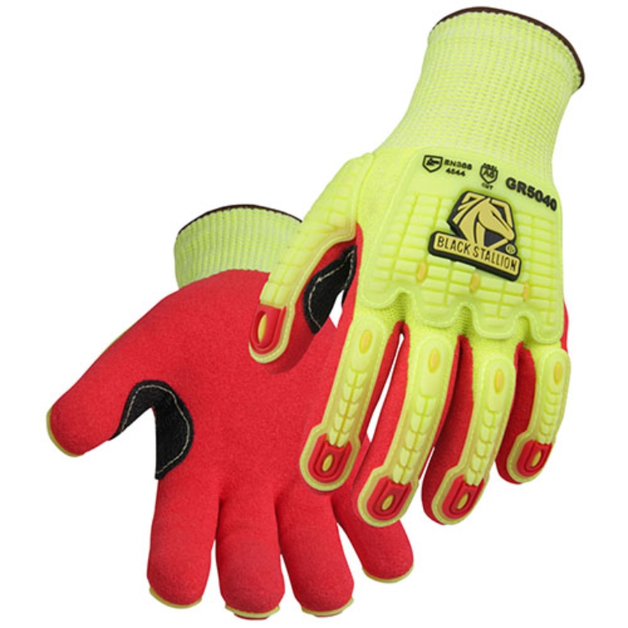 AccuFlex Cut & Impact Resistant Nitrile Coated Gloves, GR5040, Red/Yellow