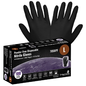 Powder-Free Disposable Nitrile Gloves, 705BPF, Black