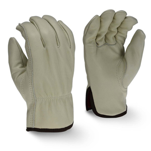 Fleece Lined Economy Standard Grain Cowhide Leather Drivers Gloves, RWG4225, Gray