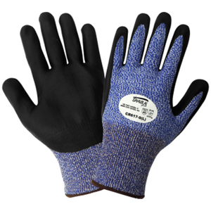 Samurai Glove UHMWPE Cut Resistant Gloves w/Foam Nitrile Palm Coating, CR617, Cut A4, Black/Blue