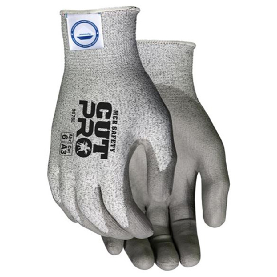 Cut Pro Dyneema Cut Resistant Gloves w/Polyurethane Palm Coating, 9676, Cut A3, Salt & Pepper