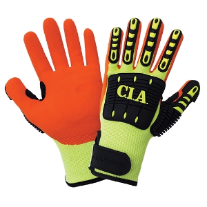 Vise Gripster C.I.A. UHMWPE Cut & Impact Resistant Gloves w/Nitrile Palm Coating, CIA995MFV, Cut A5, Black/Hi-Vis Green/Hi-Vis Orange