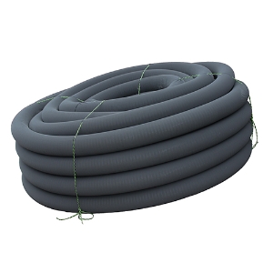 HDPE Perforated Single Wall Commercial Drain Pipe w/Black Sock, 04730100BS, Plain End, Soil Tight, 4" X 100'