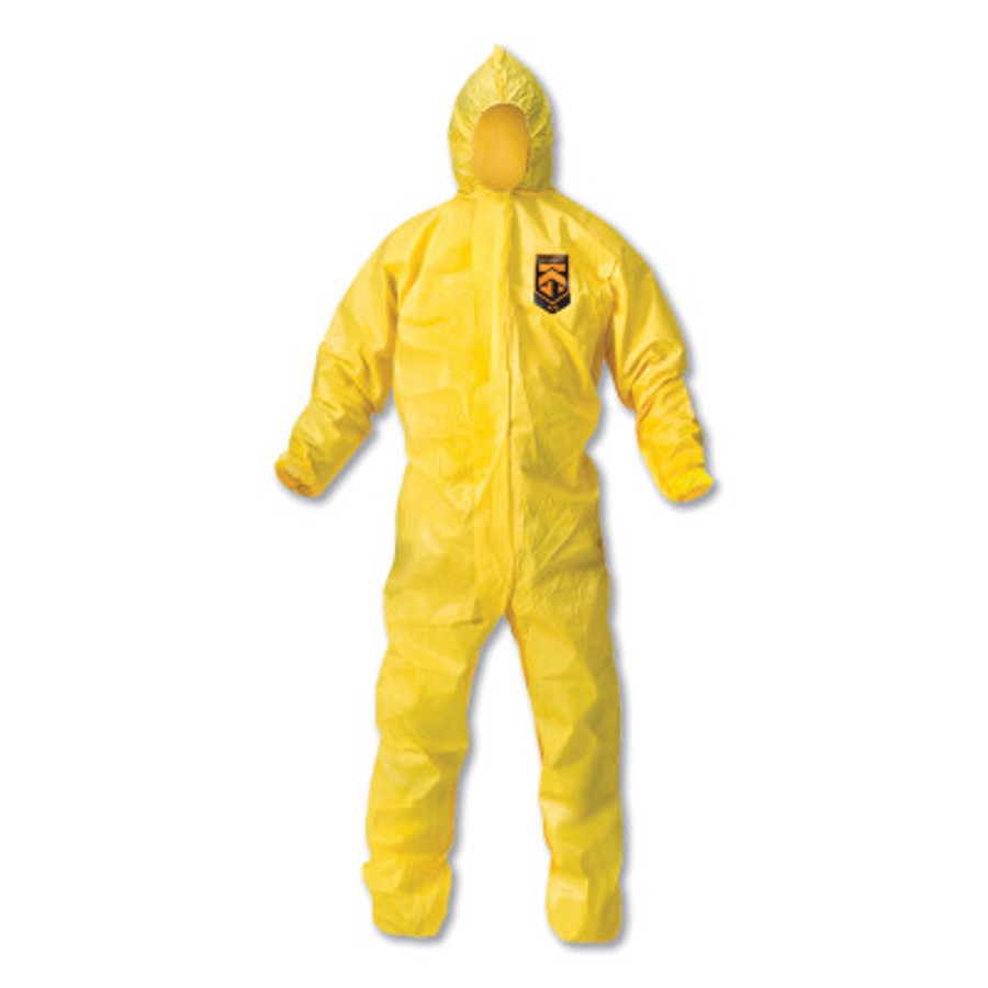 KLEENGUARD A70 Chemical Splash Protection Coveralls, Yellow, XL, Hood