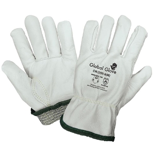 Grain Cowhide Leather Cut Resistant Gloves, CR3200, Cut A4, White