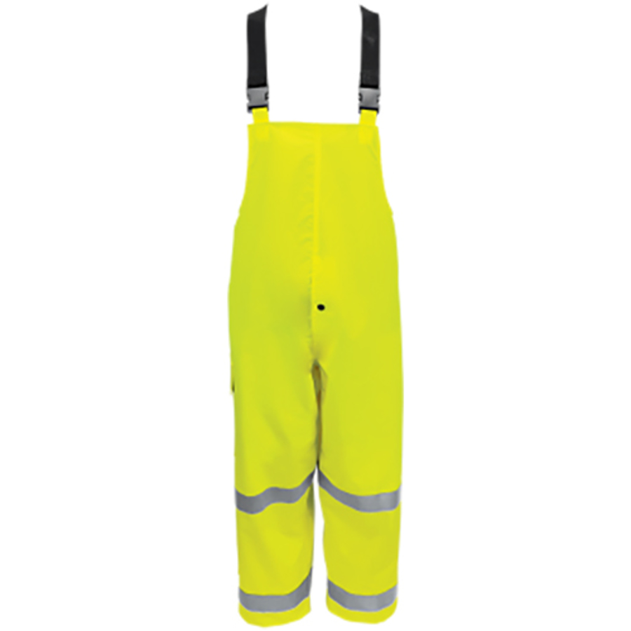 Class E Self-Extinguishing Rain Bibs, GLO-1700, Hi-Vis Yellow