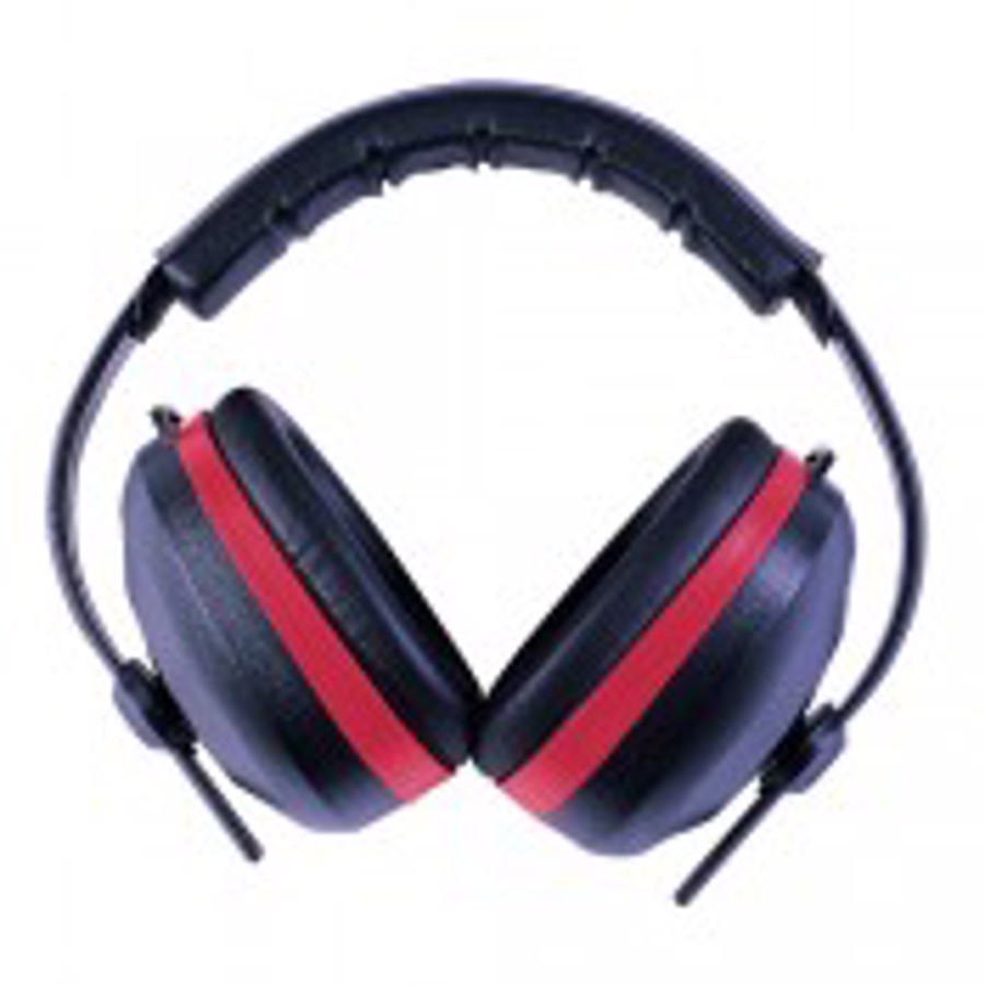 Silencer Padded Headband Earmuffs, SL0130CS, Black/Red, 26 dB