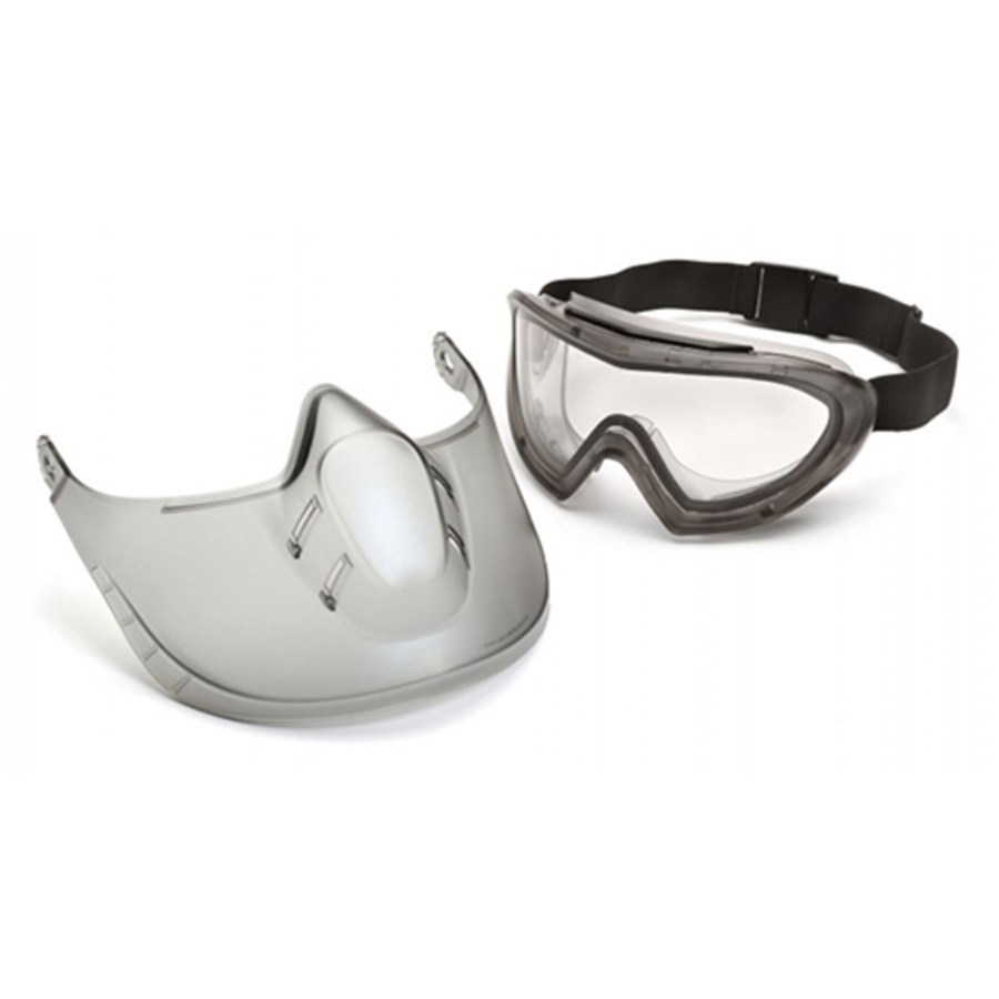 Capstone Shield Safety Goggles w/Face Shield, GG504DTSHIELD, Clear Dual Pane Lens, Gray Frame, Anti-Fog Coating