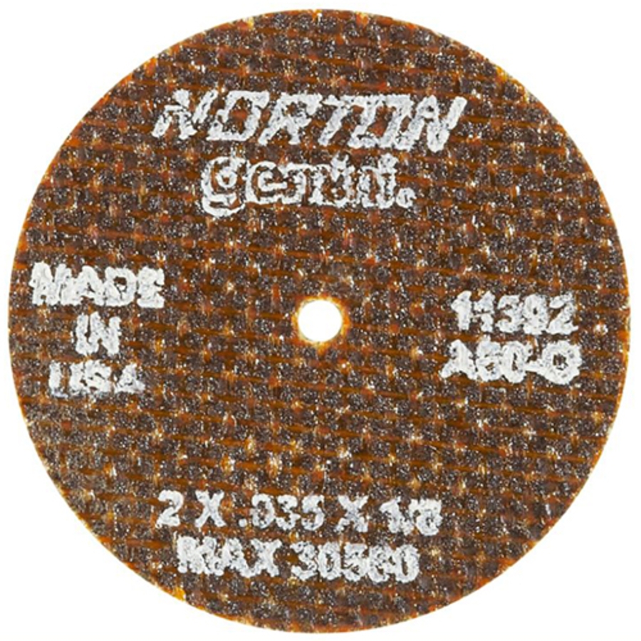 Gemini A AO Small Diameter Cut-Off Wheel, 66243411395, Type 01/41, 2" Diameter, 1/16" Thickness, 1/4" Arbor