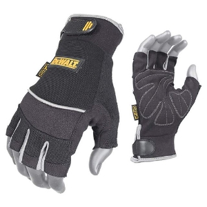Fingerless Synthetic Leather Double Palm Technician's Gloves, DPG230, Black