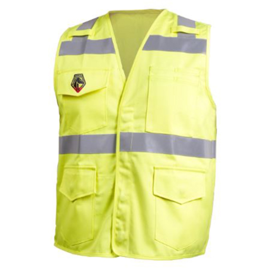 FR Class 2 Arc Rated Cotton Safety Vest, VF1110-HY, Hi-Vis Green