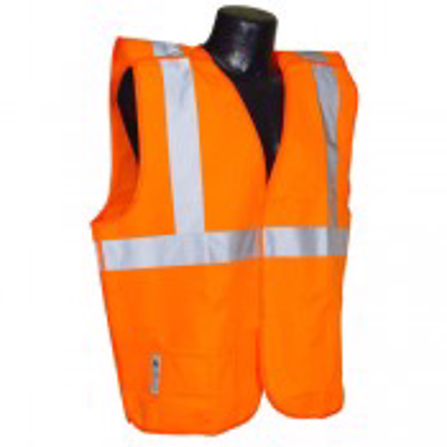 Class 2 Solid Polyester Breakaway Safety Vest, SV4, Hi-Vis Orange, 2X-Large
