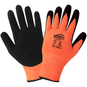 Tsunami Grip Heat Resistant Acrylic/Polyester/Spandex Gloves w/Nitrile Palm Coating, 801, Cut A2, Black/Hi-Vis Orange