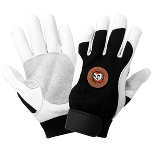 Hot Rod Spandex Mechanics Gloves w/Premium Goatksin Leather Palms, HR3008, Black/White