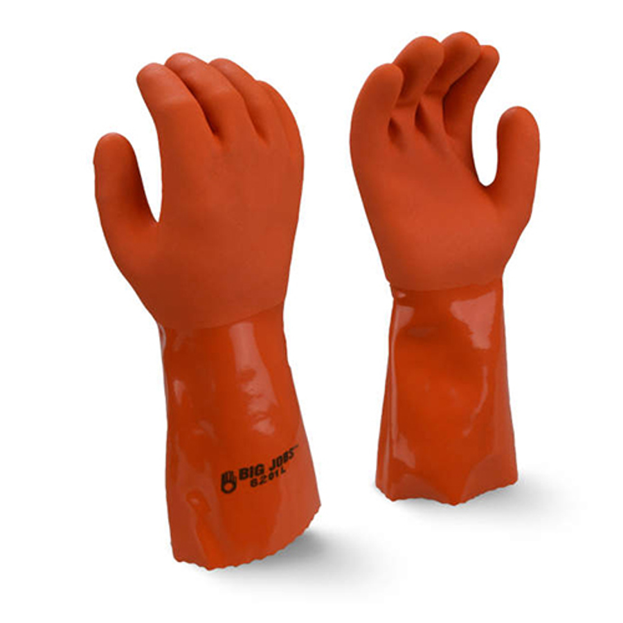 Triple-Dipped PVC/Nitrile Chemical Resistant Gloves, 6201, Orange