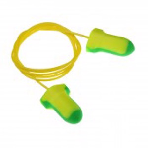 Deterrent 32 Disposable Earplugs, FP35, Green/Yellow, Corded, 32 dB