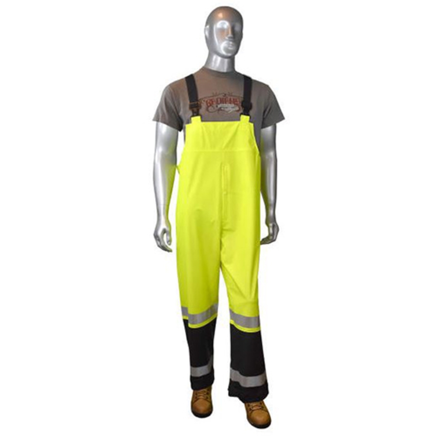 Class E Rainwear Bib Overall, RW07O, Hi-Vis Green