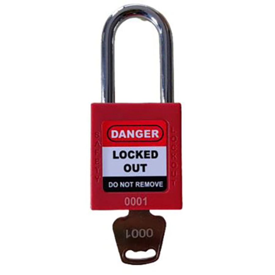 Thermoplastic Safety Padlock, Keyed Differently, Red