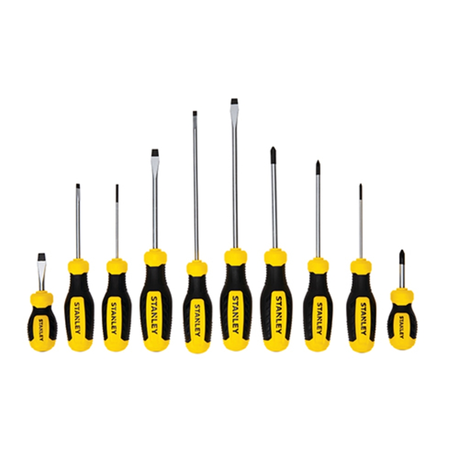 10 Piece Screwdriver Set, STHT60799, Phillips, Slotted