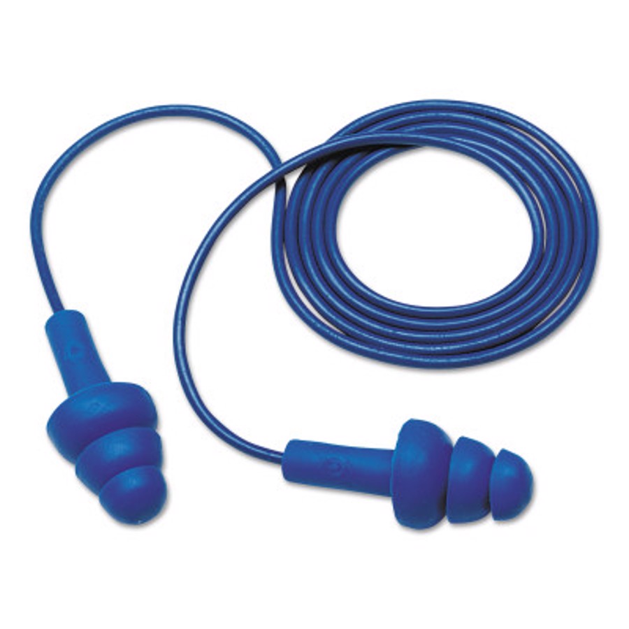 E-A-R UltraFit Metal Detectable Reusable Earplugs, 340-4007, Blue, Corded, 25 dB