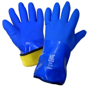 FrogWear Cold Protection Triple-Coated PVC Chemical Resistant Gloves w/Retail Tag, 8490-T, Blue