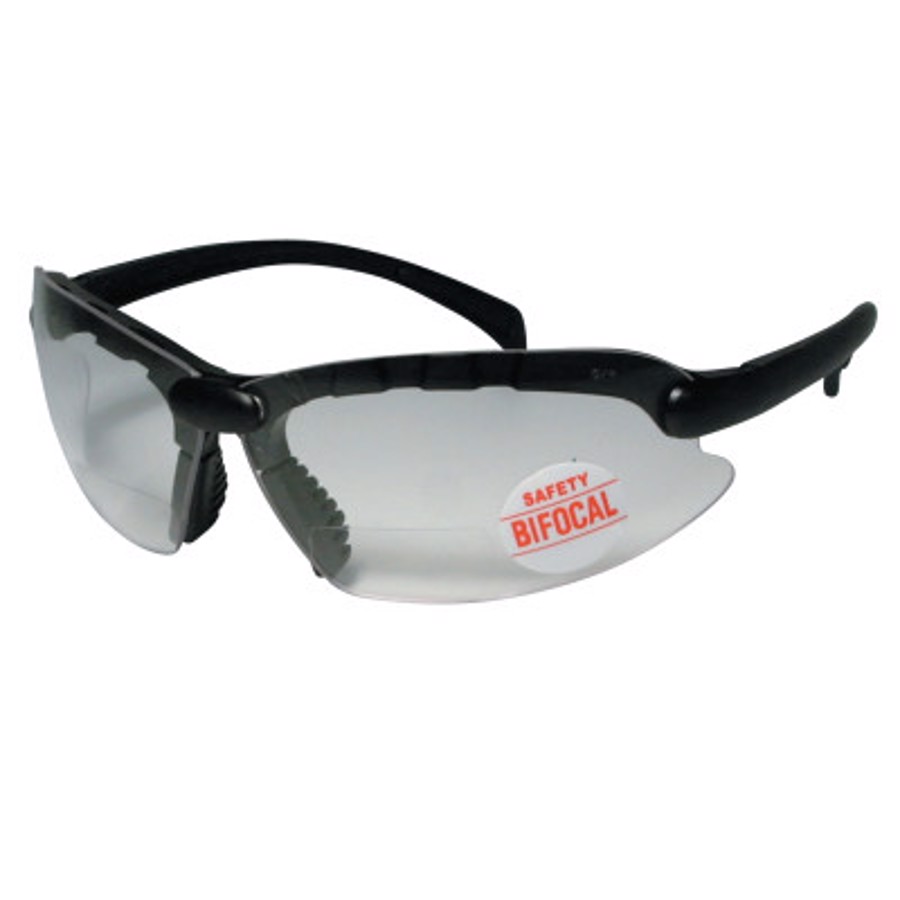 Contemporary Safety Readers, 101-CC250, +2.5, Clear Lens, Black Frame, Uncoated, Bifocal