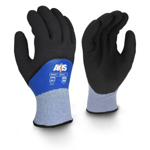 HPPE Cut Resistant Cold Weather Gloves w/3/4 Foam Latex Coating & Acrylic Liner, RWG605, Cut A4, Black/Blue