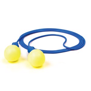 E-A-R Push-Ins Reusable Earplugs, 318-1003, Blue/Yellow, Corded, 28 dB